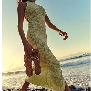 Free People Lime Sleeveless Knit Maxi Dress